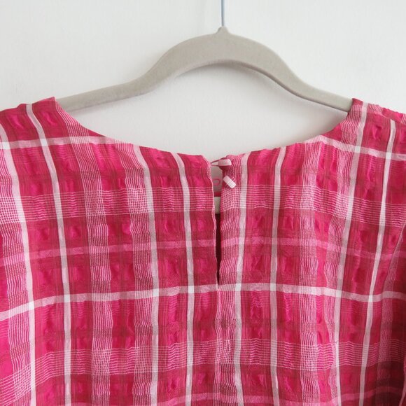 MADEWELL Plaid Puff Sleeve Top in Azalea Plaid Boho Preppy - Size M - Picture 12 of 15